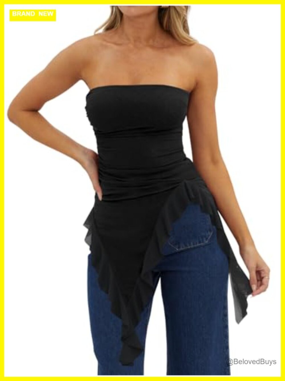 Women's Asymmetrical Tube Top Strapless Y2K Going Out Shirt